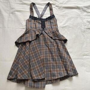 Axes Femme lavender orange plaid mini dress ruffle details